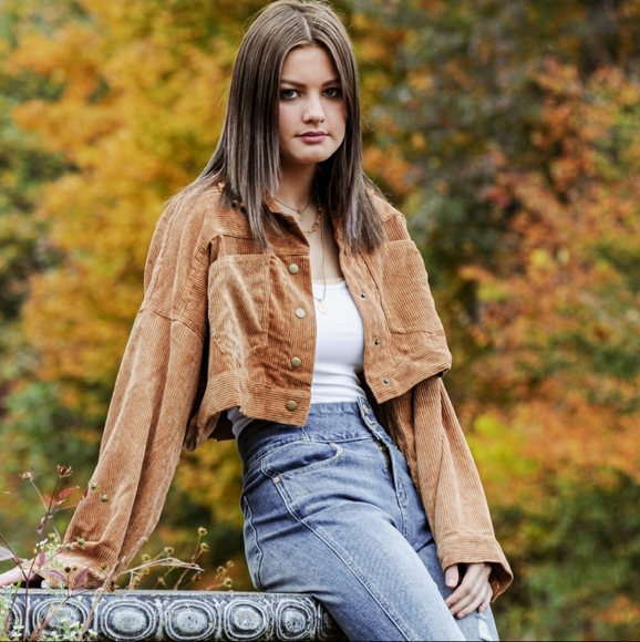 Threadzwear Jackets & Blazers - SOLD Favlux fashion cropped corduroy jacket camel